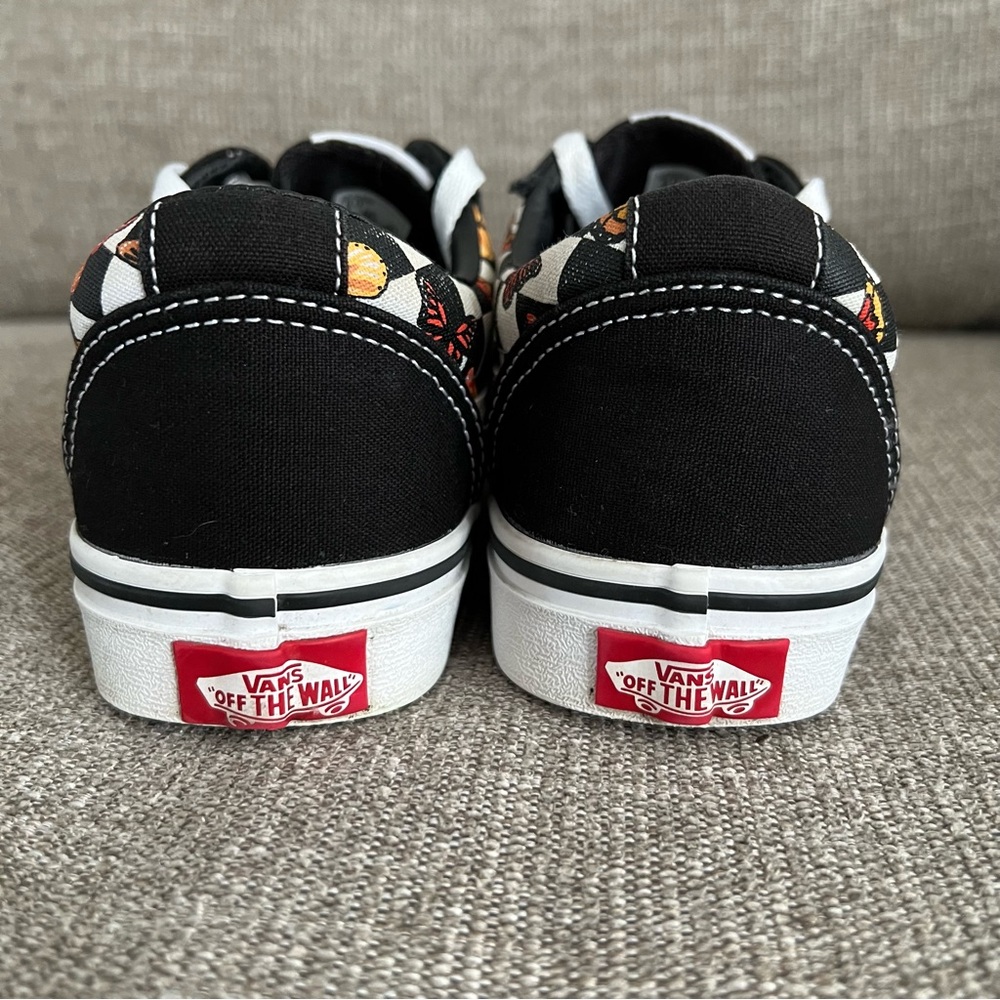 Rare Vans Old Skool Checkered Butterfly Sneakers Black Low Top Skate Shoes sz 6 - Picture 5 of 12